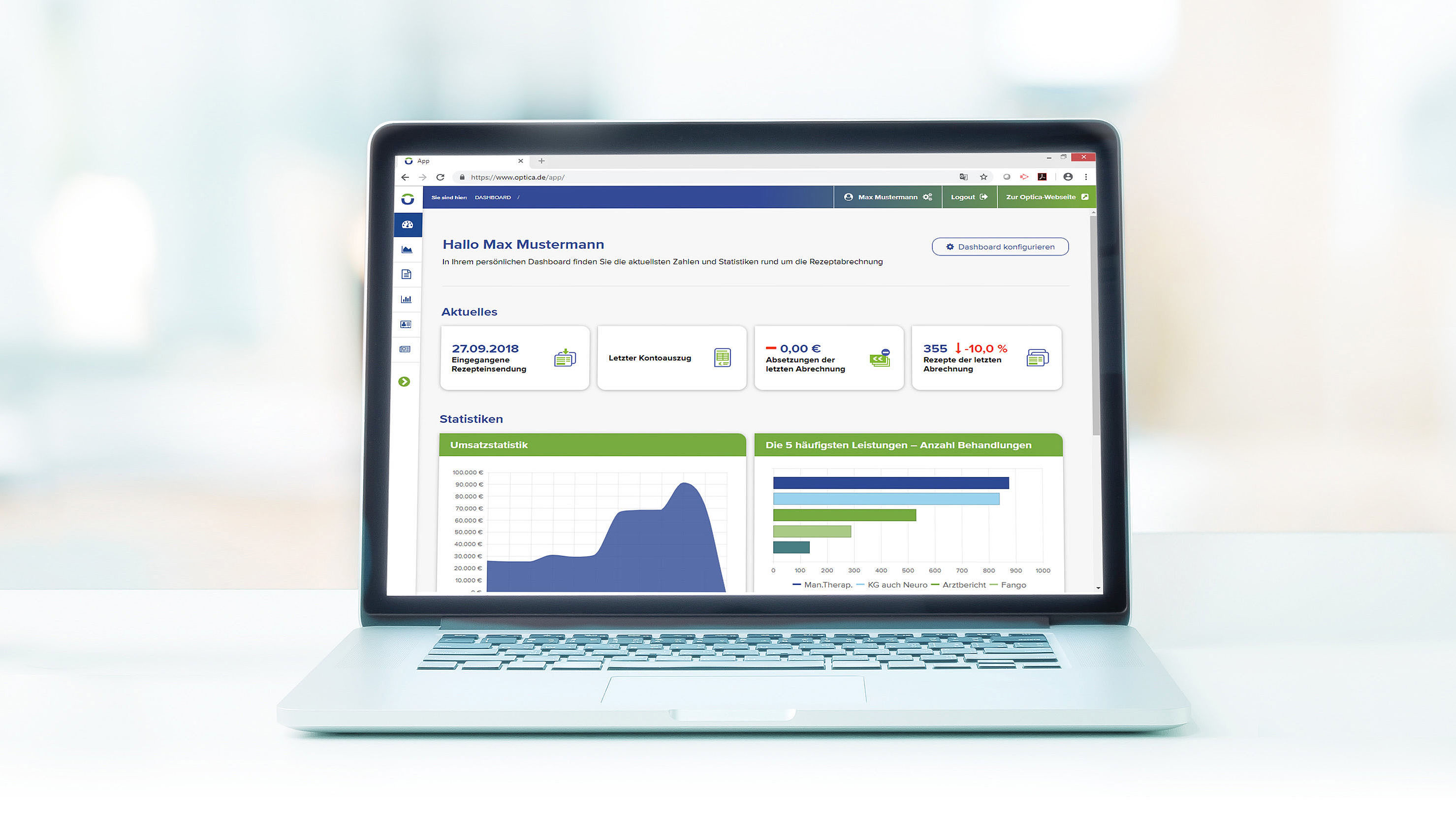 Mein Optica Kundenportal: Dashboard