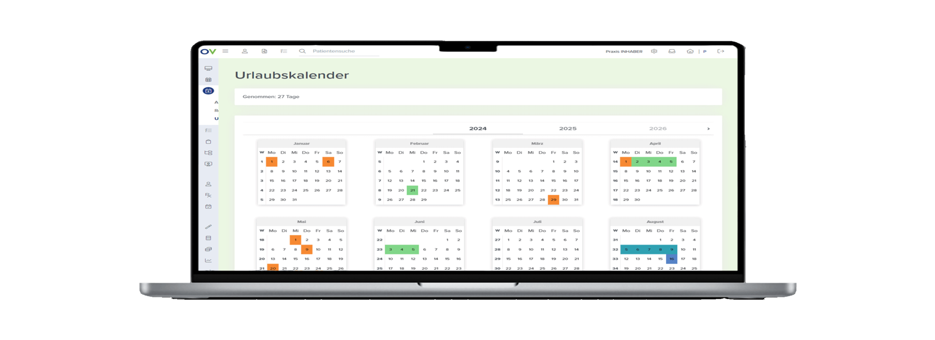Urlaubskalender in Optica Viva
